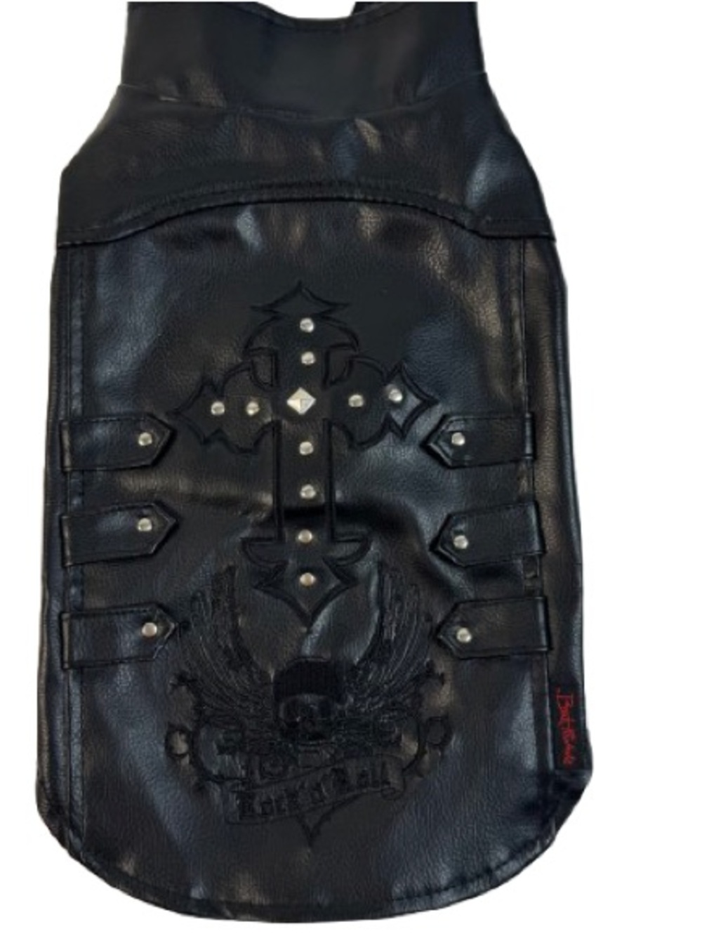 Bret Michaels Black Pleather Studded Rock & Roll Dog Vest